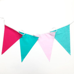 40Ft Teal Hot Pink Fabric Bunting Banner Pennant Hanging Party Decorations Trian