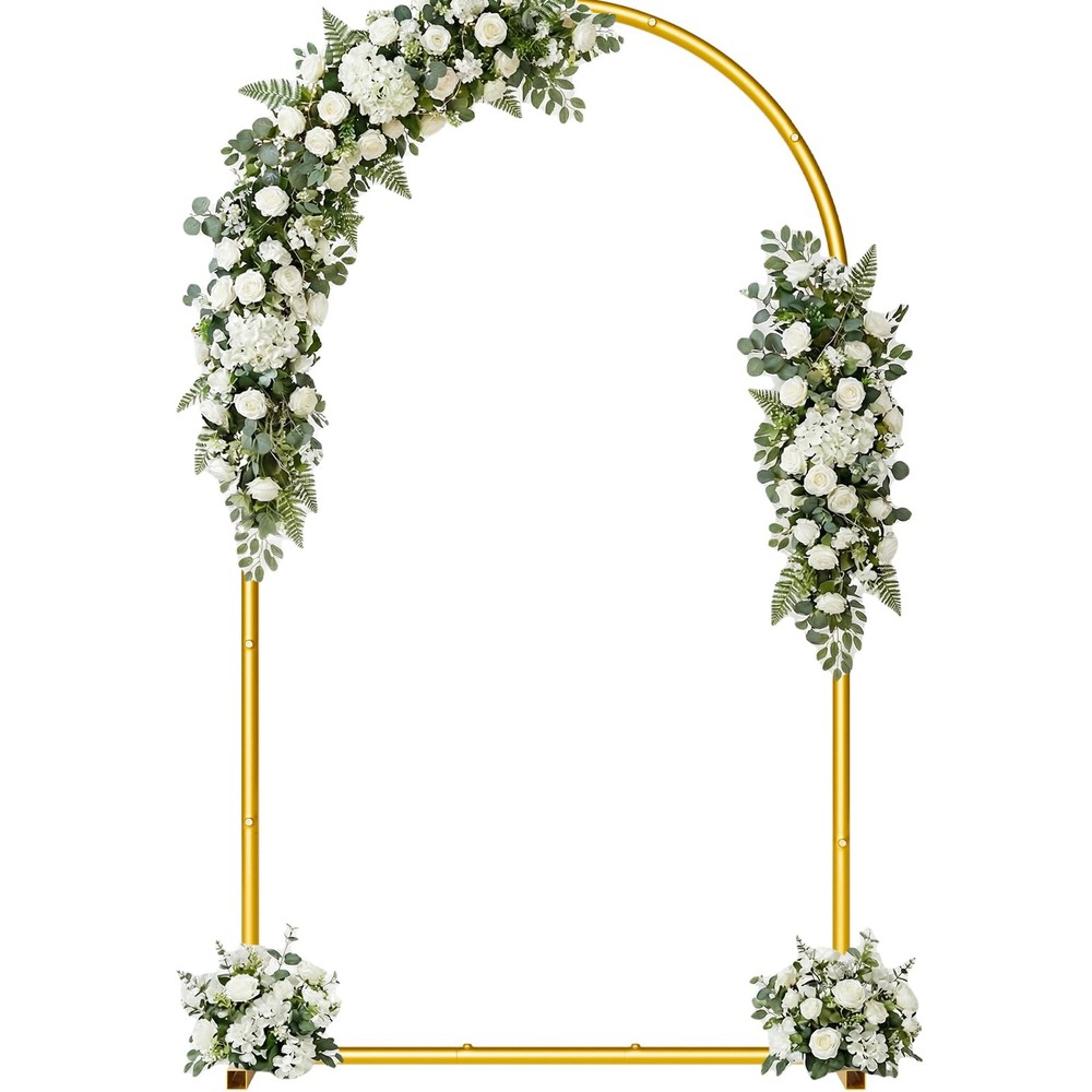 7.2FT Metal Wedding Arch Backdrop Stand for Wedding Ceremony Birthday Party Gold