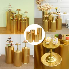 1pcs Gold Cover For Round Plinth Cylinder Pedestal Wedding Flower Display Stand