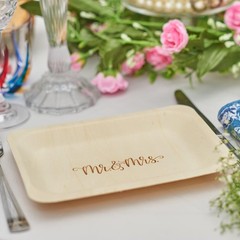 Mr. and Mrs. Disposable Wedding Plates – Rustic, Compostable Alternative t