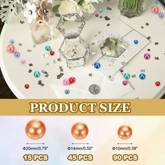 150 Pcs Pearl Bead for Vase Filler, 20/14/10mm Floating Beads(Orange)