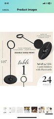 1-24 Simple Elegant Wedding Table Number Cards Party W/Stands Double Sided