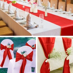 ANECO 4 Pack Satin Table Runner 12 x 108Inch Long Bright Silk and Smooth Fabr…