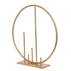 Gold 24″ Round Metal FLORAL HOOP Pillars Standing Wreath Table Centerpiece Party