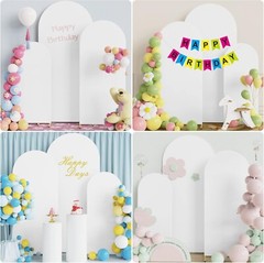 Set of 3 Spandex Wedding Arch Covers 4ft 5ft 6ft White Backdrop Decoration