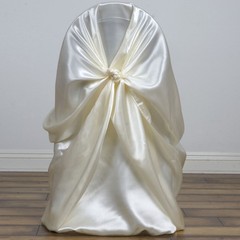 6 Ivory SATIN UNIVERSAL CHAIR COVER for Wedding Banquet Reception Decorations