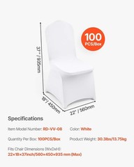 100 Pcs White Slipcovers for Dining Chairs – Stretch & Wrinkle Resistant