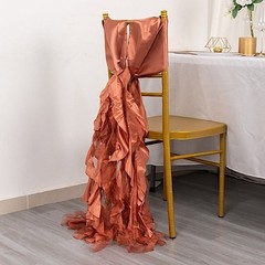 5 TERRACOTTA Curly Willow Chiffon Satin CHAIR SASHES Party Event Decorations