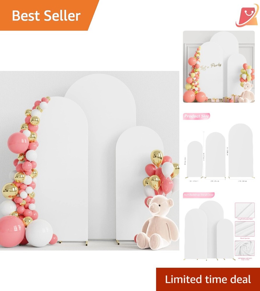 Set of 3 Spandex Wedding Arch Covers 4ft 5ft 6ft White Backdrop Decoration