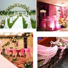 32.8 Yards Bridal Wedding Draping Decoration Glass Yarn 59” Wide White/Golden