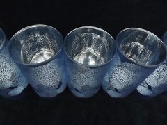 Wedding Decor- Vase / Candle Holder – Frosted Floral Periwinkle Blue