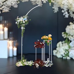 Ballon Arch Stand And 2 Wedding Flower Stands, Arch Backdrop Stand For Parties