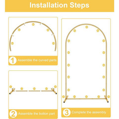 86.4 In. X 48 In. Gold Arch Frame Metal Wedding Flower Arbor Balloon Backdrop St