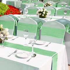 4 Pack Satin Table Runner 12 x 108 Inch Long Bright Silk and Pastel Rainbow