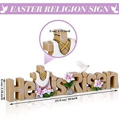 Maitys He is Risen Table Top Decoration Christian Resin Sign Cross Dove Natural