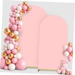 Arch Backdrop Cover Set of 2(7.2FT+6FT), Spandex Fitted Arch 7.2+6 FT Pink