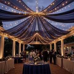 6 Panels Navy Blue Ceiling Drapes with 60″W x 240″L (Pack of 6),