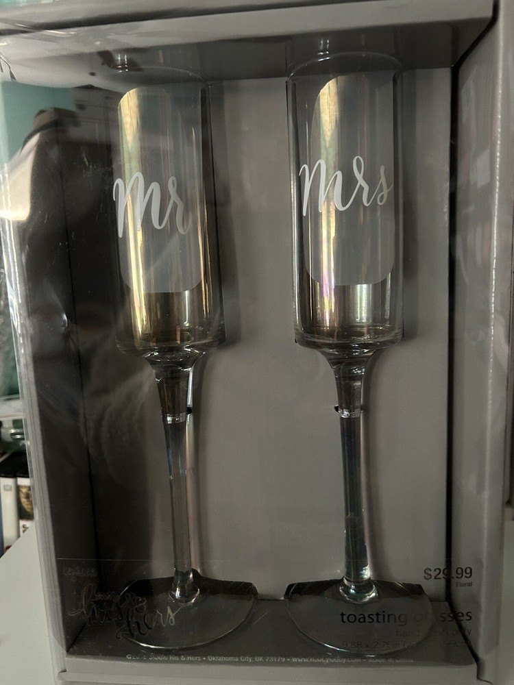 Studio His & Hers Mr & Mrs Fluted Cylinder Toasting Glasses Wedding Toast
