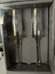 Studio His & Hers Mr & Mrs Fluted Cylinder Toasting Glasses Wedding Toast
