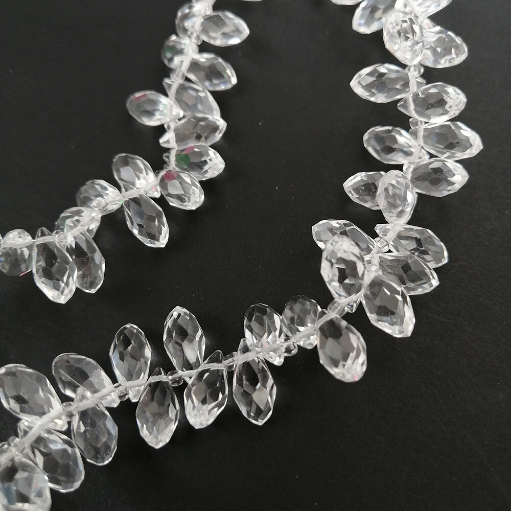 200Pcs 6*12mm Waterdrop Chandelier Crystal Pendant Glass Pendant Prism Bead DIY