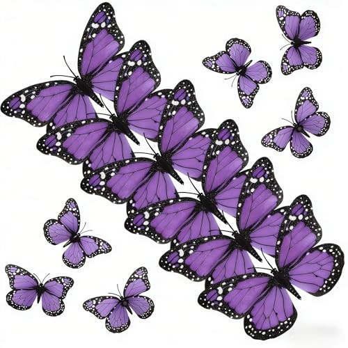 AQUEENLY Monarch Butterfly Decorations Purple Butterflies for Crafts Premium