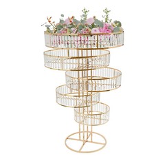 Wedding Gold Crystal Flower Stand Round Pedestal Stand Crystal Flower Stand NEW