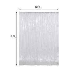 SILVER 8 ft x 8 ft Sequined Backdrop Curtain Wedding Party Booth Light Gray