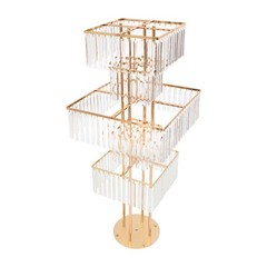 5 Tier Crystal Flower Stand Gold Square Wedding Centerpiece For Table Decor
