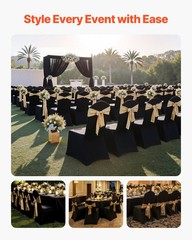 VEVOR 100PCS Black Stretch Spandex Folding Chair Covers for Wedding Party Dining
