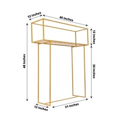 48″ GOLD Metal Rectangular Top FLOWER STAND Centerpiece Party Events Decorations