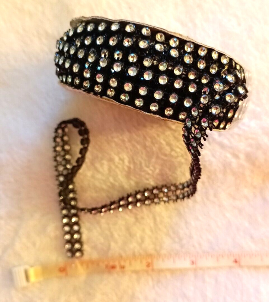 Black Rhinestone double Row, Satin Ribbon, Mesh Ribbon Wedding Party Birthday