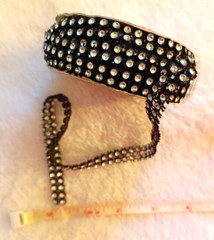 Black Rhinestone double Row, Satin Ribbon, Mesh Ribbon Wedding Party Birthday
