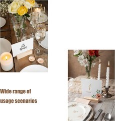 6 Pcs Wood Place Card Holders, Wooden Table Number Stands, Log color