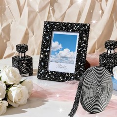 Rhinestone Ribbon Black Rhinestone Strips Self Adhesive, 3 Yards Black