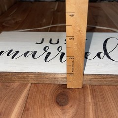 Rustic Marlin Just Married Wedding Sign Decor Wooden Hanging Celebration USA