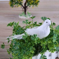 Artificial Doves Bird Garden Home Indoors 2pcs Clip Decor Fake Foam Home