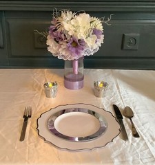 Bouquet holder/vase with satin ribbon and rhinestones….you pick colors