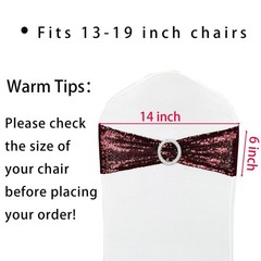 Sequin Chair Sashes 50 Pack – High Elasticity Spandex Stretch Chair Bows with…