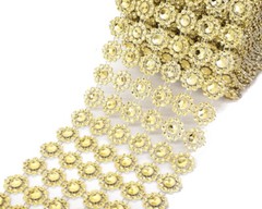 10YD Gold Diamond Bling Mesh Rhinestone Ribbon Wrap Wedding Decoration 4″