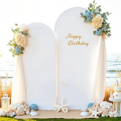 Thick Spandex Arch Cover Wrinkle Free Zippered Backdrop for Wedding 4FT–7.2FT