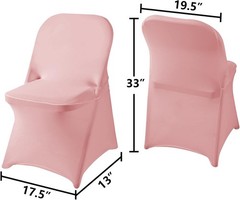 6 Pack Dusty Pink Spandex Folding Chair Covers in Stretch Washable Fabric