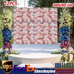 12Pcs Artificial Silk Fabric Flower Wall Panel Banquet Wedding Party Decor