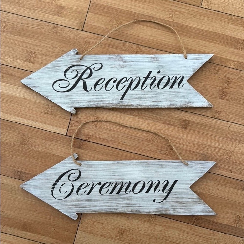 Set of 2 Aaron Brothers Rustic Wedding Directional Signs Reception and Ceremony