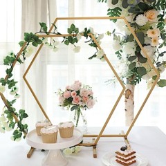 24″ Gold Hexagon Metal Flower FRAME Geometric Table Arch Centerpiece Party Event