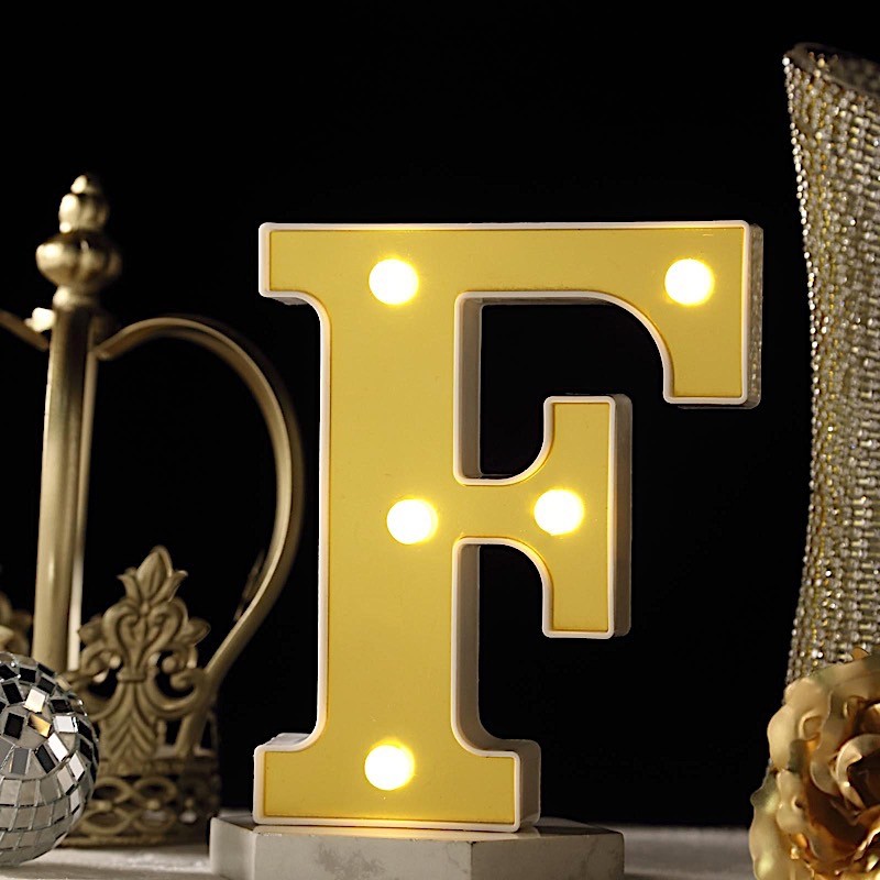 6″ tall GOLD F LED Lighted Marquee Letters Sign Party Wedding Events Decorations