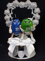 M & M Candy Wedding Cake Topper Mr Your Pick Groom Mrs GREEN Bride M&M Funny