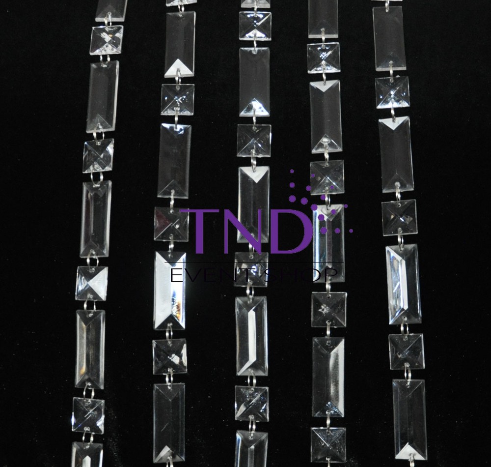 RECTANGLE & SQUARE ACRYLIC CRYSTAL GARLAND STRAND CHAIN HANGING DIAMOND DECOR