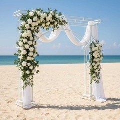 8.5 Feet Tall Metal Elegant Wedding Arch White Garden Arbor with Trellis Decor