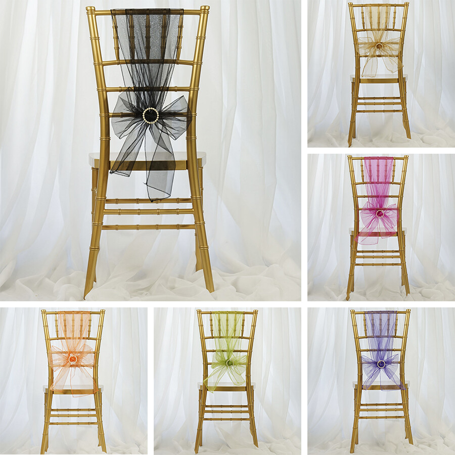 100 Sheer Organza CHAIR SASHES Ties Bows Wedding Party Catering Decorations
