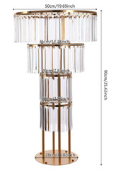 Gold Crystal Flower Stand Round Pedestal Stand Flower Stand for Wedding Decor